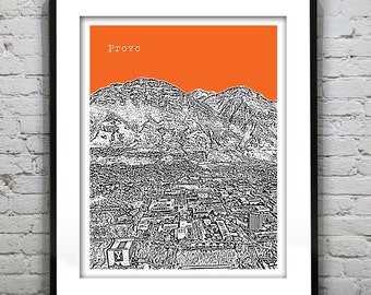 Provo Skyline Poster Print Art Utah UT Item T2370