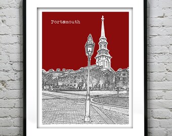 Portsmouth New Hampshire Poster Print Art Skyline NH Item T4231