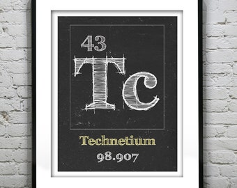 Periodic Table Technetium Poster Art Print Periodic Table of Elements Tc 43