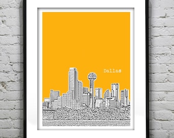 Dallas Texas Skyline Poster Art Print TX Version 3