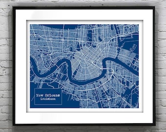 New Orleans Louisiana Blueprint Map Poster Art Print Item T4205