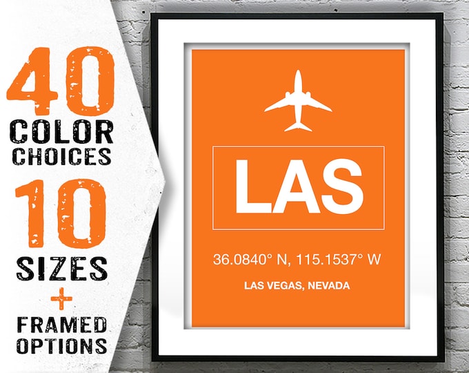 Featured listing image: LAS McCarran Las Vegas International Airport Aviation Poster Art Print Nevada Item T2004