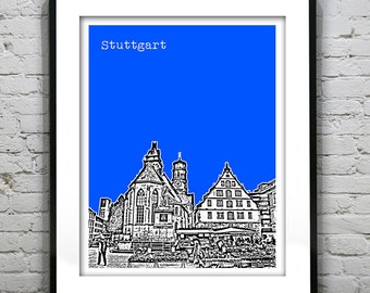 Stuttgart Germany City Skyline Poster Print Art