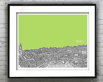 Bern Switzerland Poster City Skyline Art Print