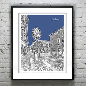 Salem Massachusetts Skyline Poster Art Print MA Version 3