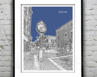 Salem Massachusetts Skyline Poster Art Print MA Version 3