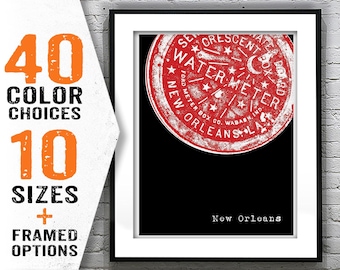 New Orleans Water Meter Art Print Poster  Original Louisiana Item T1789