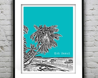 Koh Samui Thailand Skyline Poster Print Art Beach Version 5