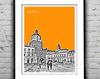 Lublin Poland Poster Print Cracow Gate Old Town Art Skyline