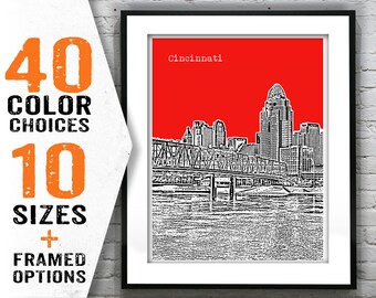 Cincinnati Ohio Poster Art Print Cincinnati OH Item T1636