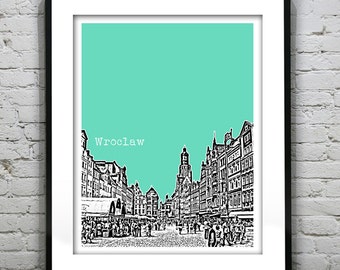 Wroclaw Poland City Skyline Poster Print Art