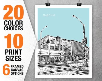 Medford Oregon Skyline Poster Print Art OR Item T5498