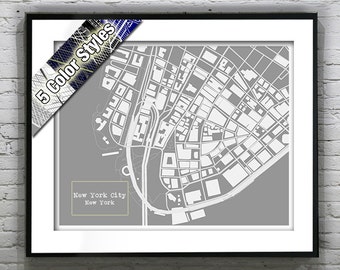 New York City Blueprint Map Poster Art Print Several Sizes Available