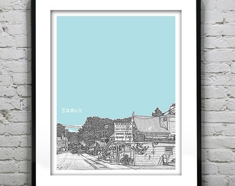 Essex Massachusetts Skyline Poster Art Print Massachusetts  MA Version 1