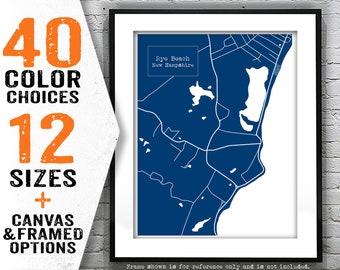 Rye Beach New Hampshire Blueprint Map Poster Art Print NH Item T4098