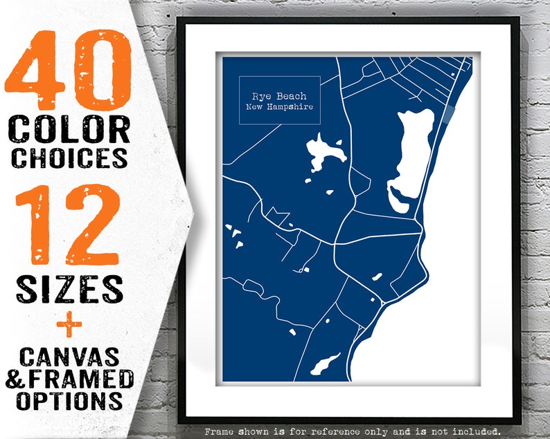 Rye Beach New Hampshire Blueprint Map Poster Art Print NH Etsy España