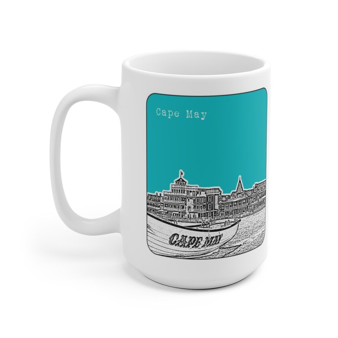 Cape May New Jersey Coffee Cup Mug Nj Shore Skyline Art Etsy