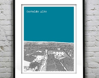 Certaldo Alto Skyline Poster Art Print Tuscany Italy