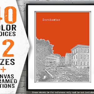 Dorchester Skyline Poster Art Print Boston Massachusetts MA  Item T4278
