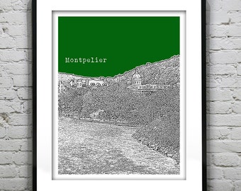 Montpelier Vermont Skyline Art Print Poster VT Item T2465