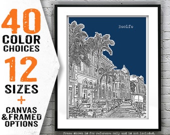 Recife Pernambuco Brazil Poster Print Skyline Art Item T5272
