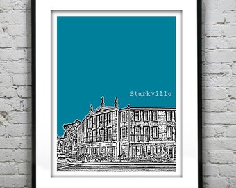 Starkville Mississippi Poster Art Print Skyline MS Version 2