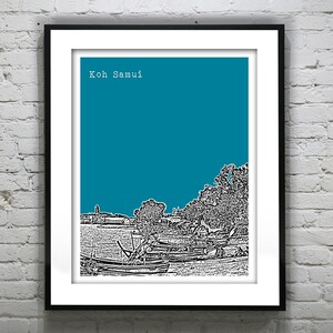 Koh Samui Thailand Skyline Poster Print Art Beach Version 3