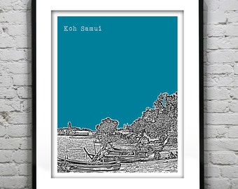 Koh Samui Thailand Skyline Poster Print Art Beach Version 3