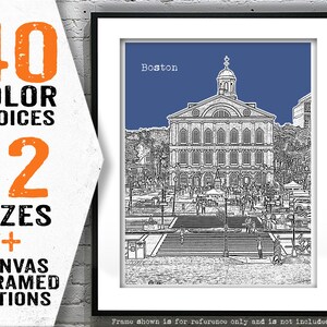 Boston Poster Art Print Skyline Massachusetts MA Item T4679