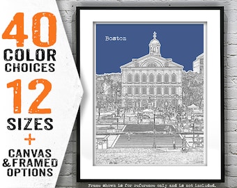 Boston Poster Art Print Skyline Massachusetts MA Item T4679