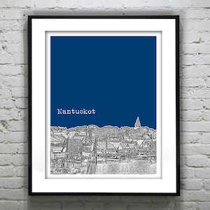 Nantucket MA Skyline Poster Art Print  Massachusetts Boats Item T2460
