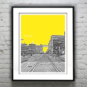 Flint Michigan Skyline Poster City Art Print Item T4416