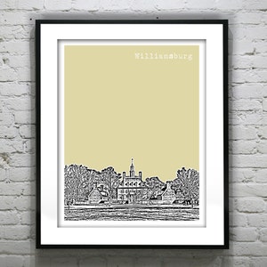 Williamsburg Virginia Poster Art Skyline Print Colonial Williamsburg Governors Palace VA Item T2791