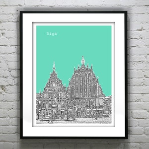 Riga Latvia Skyline Poster Art Print Version 1