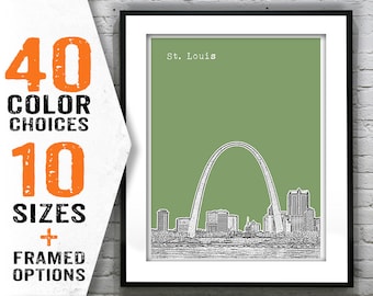St. Louis Poster City Skyline Arch Art Print Missouri Item T1593