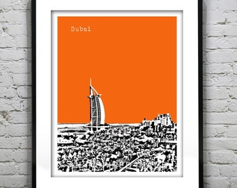Dubai Skyline Burj Al Arab Hotel United Arab emirates Poster Art Print Version 4