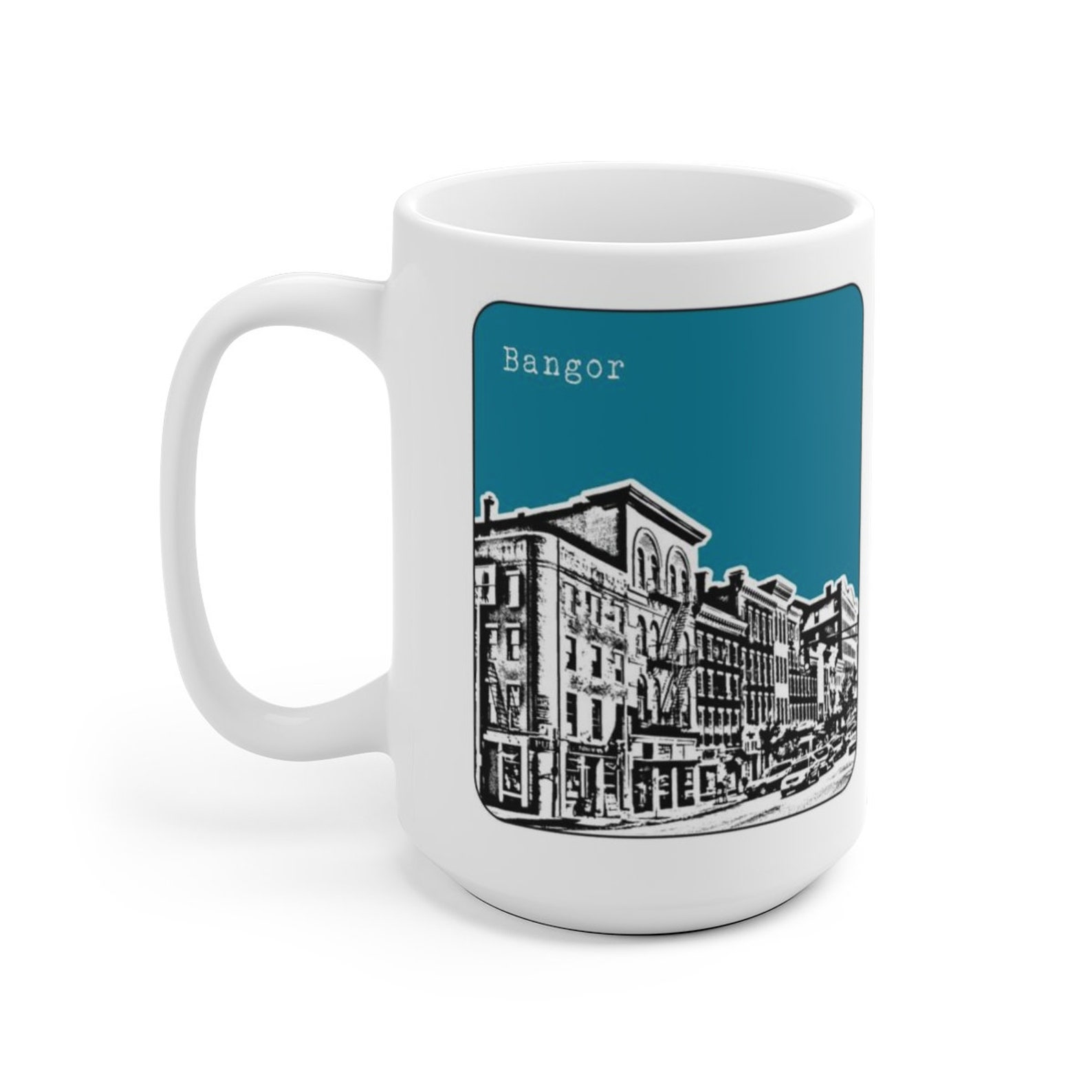 Bangor Maine Coffee Cup Mug ME Skyline Art Etsy