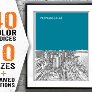 Florianopolis Poster Print City Skyline Art Brazil Item T1948