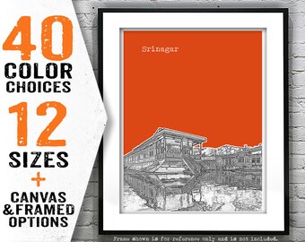 Srinagar India Poster Art Print Skyline Item T3015
