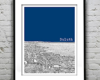 Duluth Minnesota Poster Art City Skyline Print MN Version 2