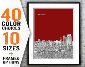 Geneva Skyline Poster Art Print New York NY Item T1486