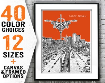 Johor Bahru Malaysia Poster Art Print Skyline Item T4701
