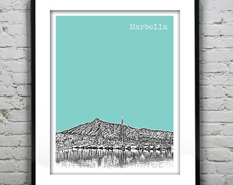 Marbella Spain Poster Art Print City Skyline Item T4916