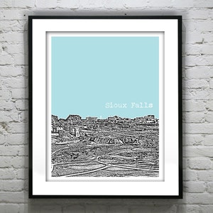Sioux Falls South Dakota Poster Print Art  Skyline Downtown SD