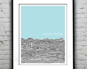 Sioux Falls South Dakota Poster Print Art  Skyline Downtown SD