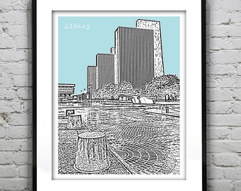 Albany New York Skyline Poster Print Art NY Item T3061