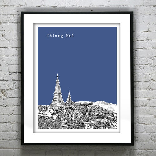 Chiang Mai Thailand Skyline Poster Print Art Version 1 Etsy