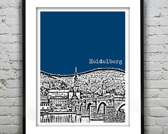 Heidelberg Germany City Skyline Poster Print Art