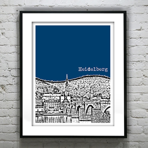 Heidelberg Germany City Skyline Poster Print Art
