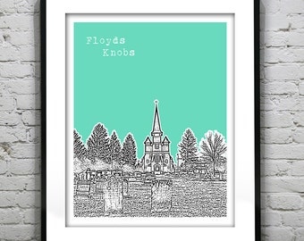 Floyds Knobs Indiana Poster Art Skyline Print IN